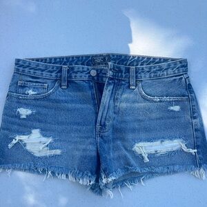 Abercrombie & Fitch Light Blue Distressed Jean Shorts